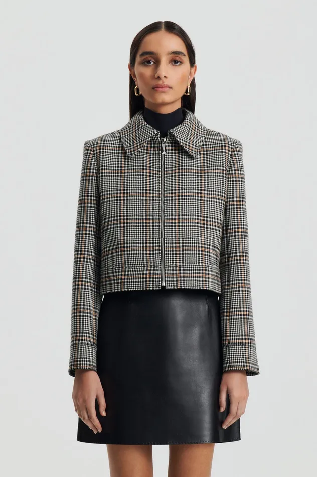Jackets Scanlan Theodore Women PLAID ZIP JACKET BLACKWHITE