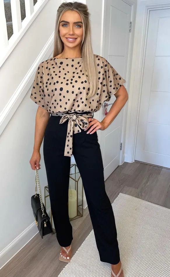 Jackie Stone Polka Dot Batwing Belted Jumpsuit Women Missfiga Jumpsuits