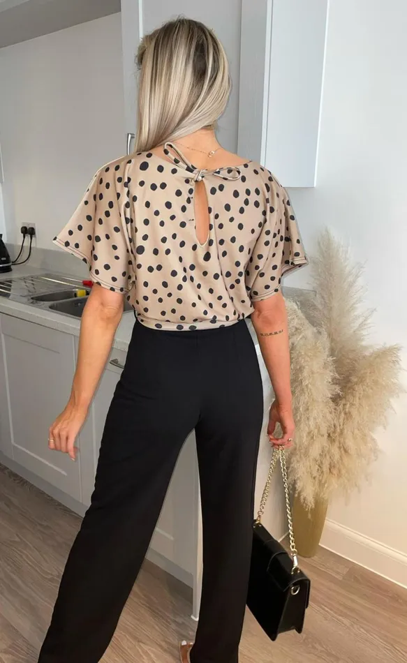 Jackie Stone Polka Dot Batwing Belted Jumpsuit Women Missfiga Jumpsuits