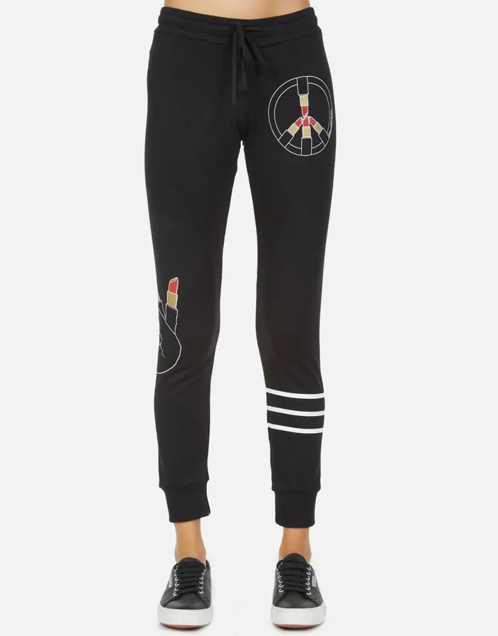 Jess Lipstick Peace Black Women039s Lauren Moshi Long Sweatpants