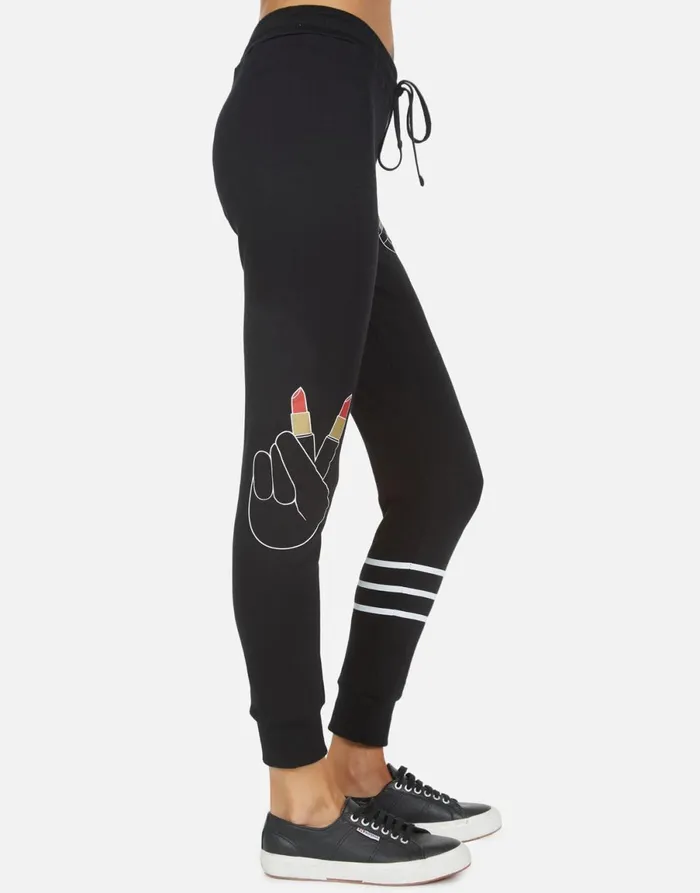 Jess Lipstick Peace Black Women039s Lauren Moshi Long Sweatpants
