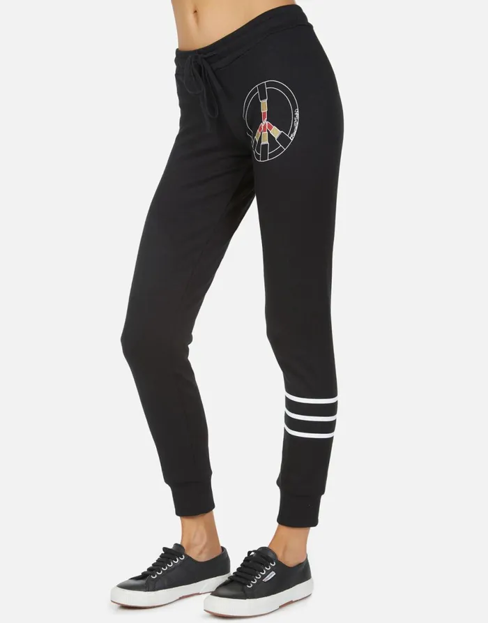 Jess Lipstick Peace Black Women039s Lauren Moshi Long Sweatpants