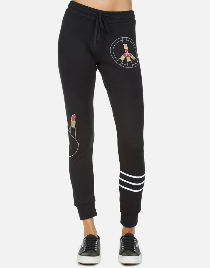 Jess Lipstick Peace Black Women039s Lauren Moshi Long Sweatpants
