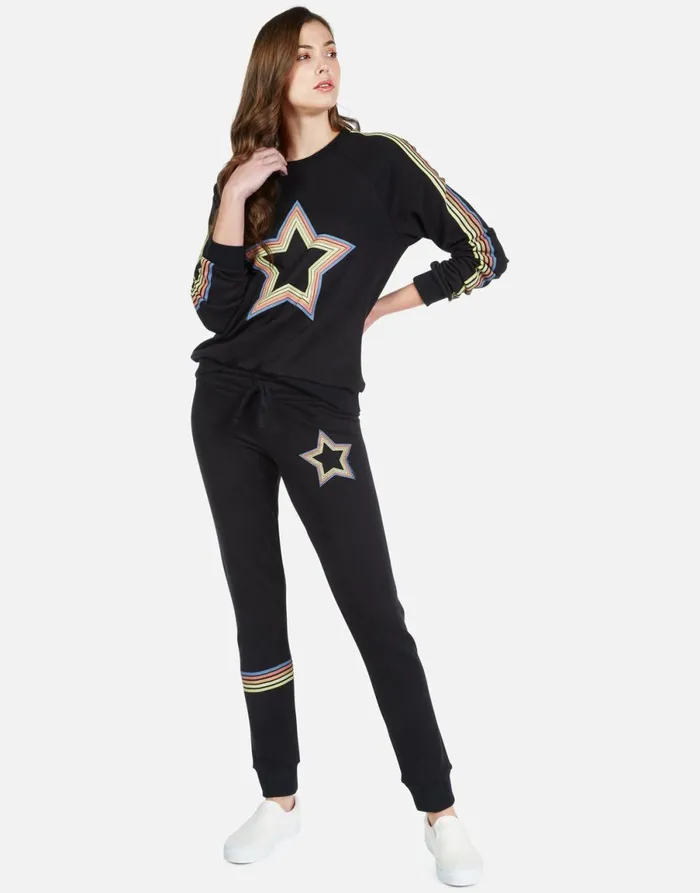 Jess Rainbow Star Black Women039s Lauren Moshi Long Sweatpants