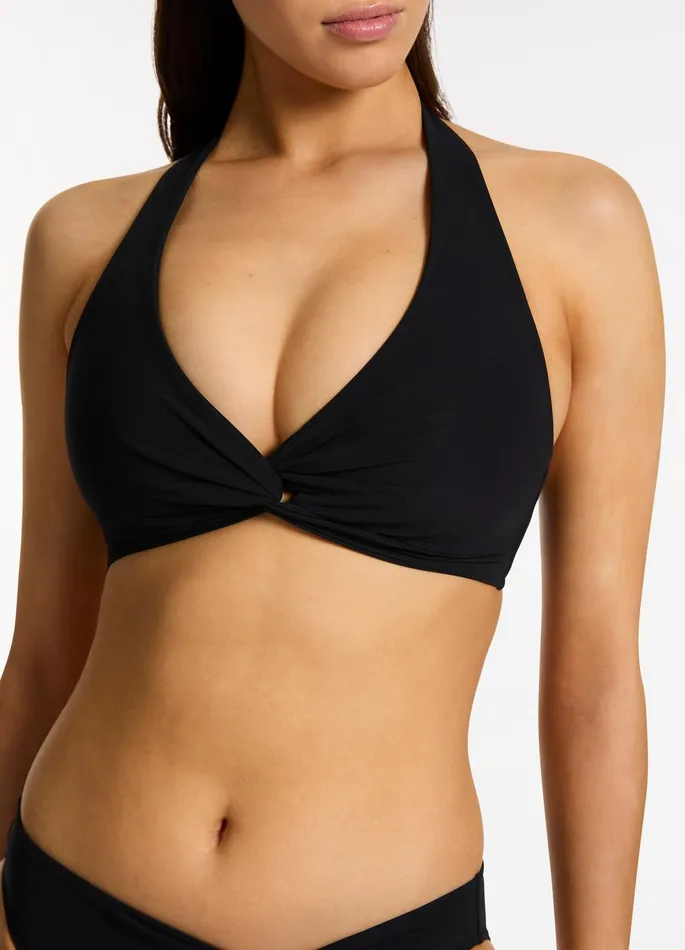Jetset DDD Twist Front Bikini Top Black Women JETS Australia Plunge Bikini Tops