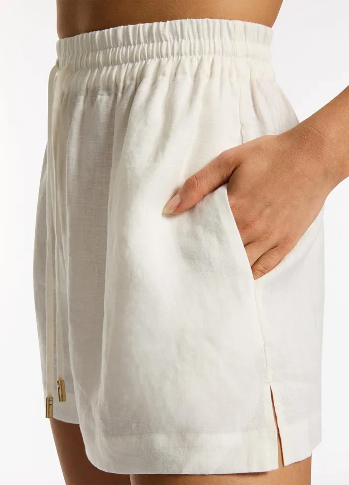 Jetset Elastic Waist Short Cream Women JETS Australia Pants and Shorts