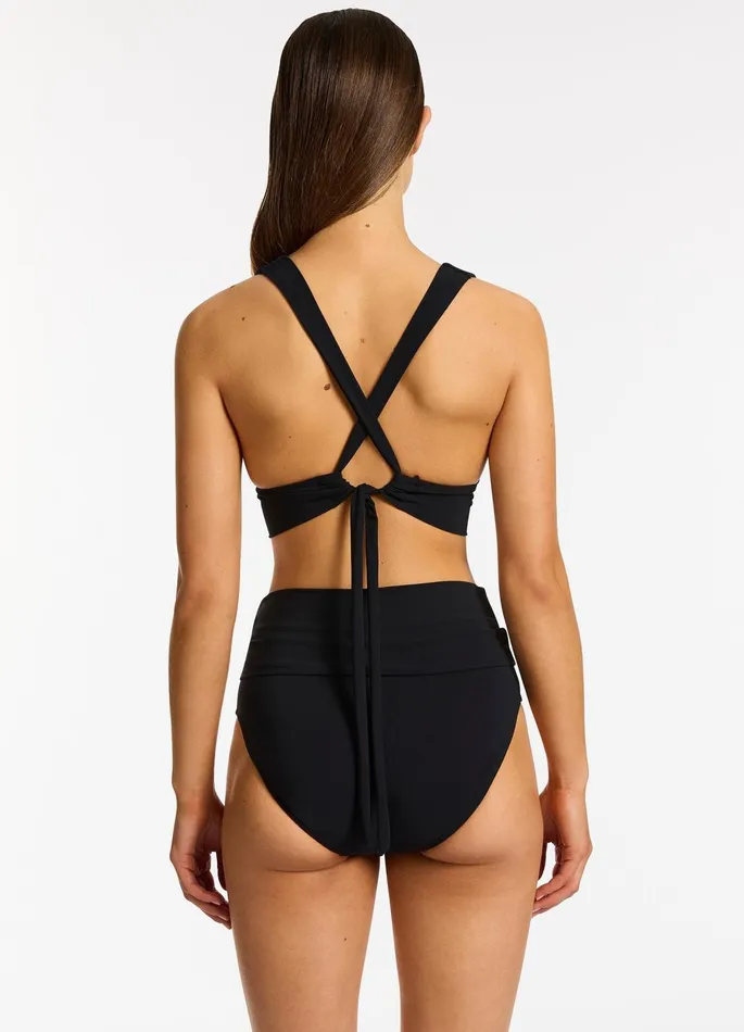 Jetset Fold Down High Waisted Bikini Bottom Black Women JETS Australia High Waist Bikini Bottoms