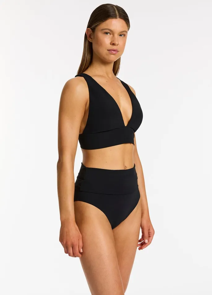 Jetset Fold Down High Waisted Bikini Bottom Black Women JETS Australia High Waist Bikini Bottoms