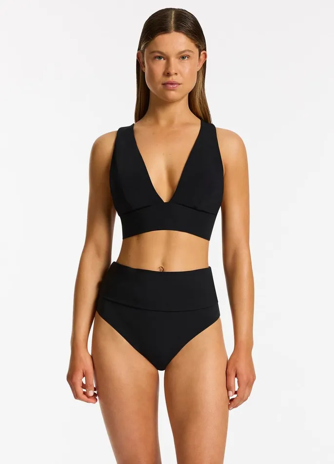 Jetset Fold Down High Waisted Bikini Bottom Black Women JETS Australia High Waist Bikini Bottoms