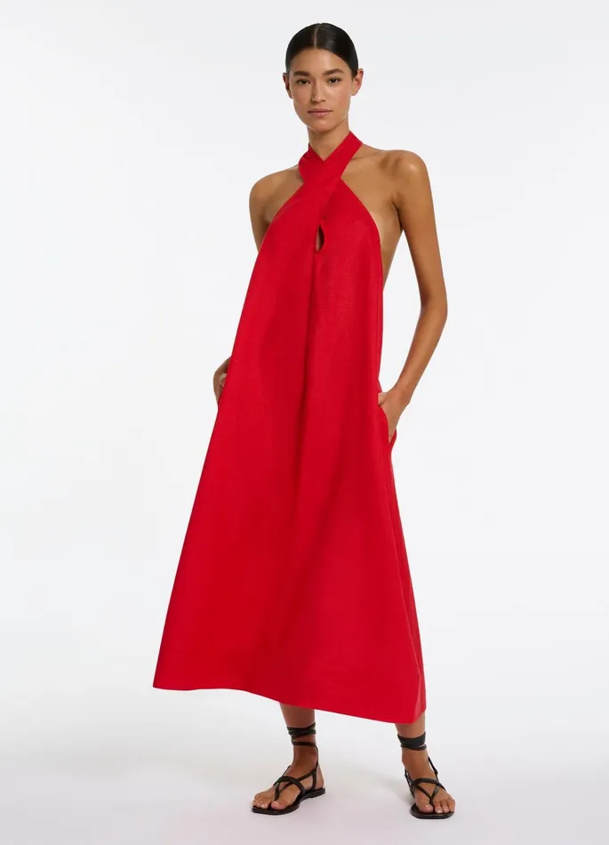 Jetset Low Back Halter Dress Rosso Women JETS Australia Dresses and Kaftans