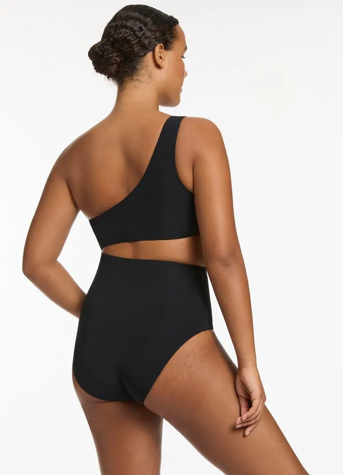 Jetset One Shoulder One Piece Black Women JETS Australia One Shoulder One Piece