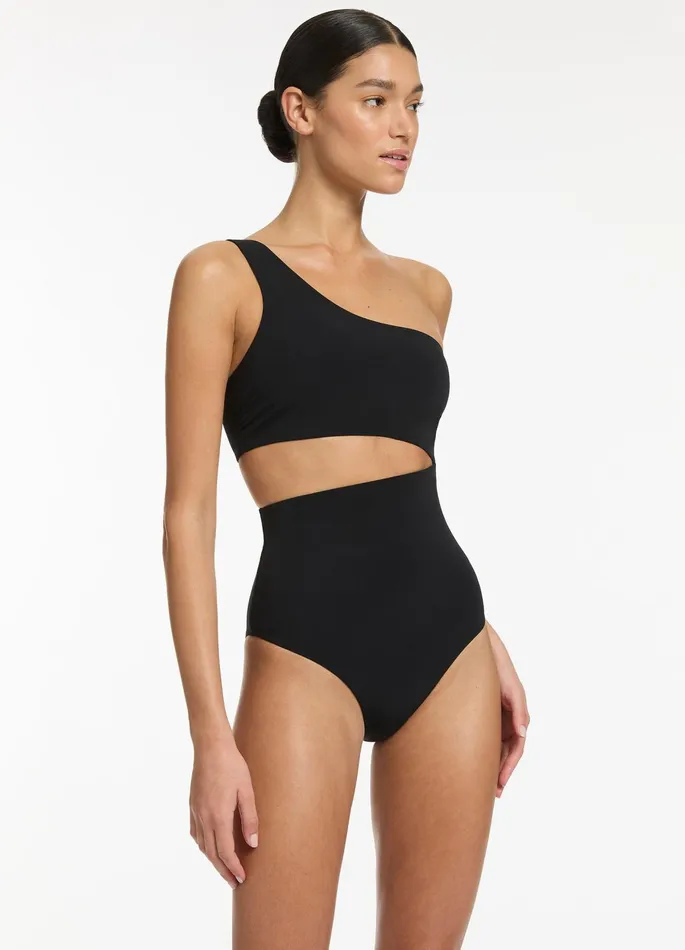 Jetset One Shoulder One Piece Black Women JETS Australia One Shoulder One Piece