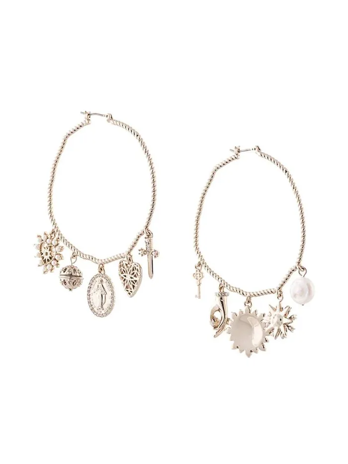 Jewelry Marchesa Earrings Charm Hoop Earrings Gold