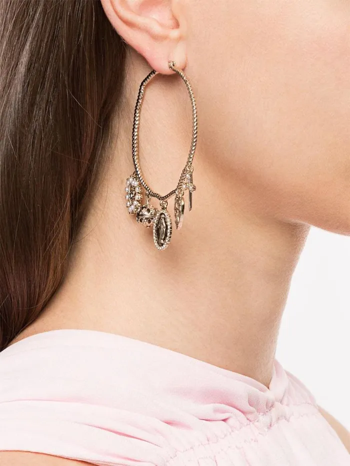 Jewelry Marchesa Earrings Charm Hoop Earrings Gold