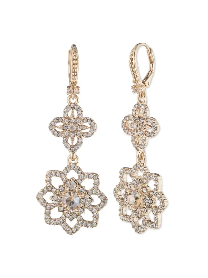 Jewelry Marchesa Earrings Gold Lace Double Drop Earring Gold