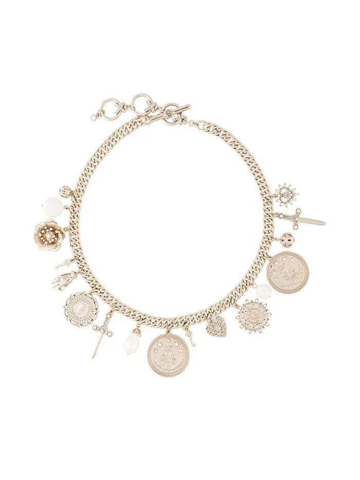Jewelry Marchesa Necklaces Charm Front Statement Necklace Gold