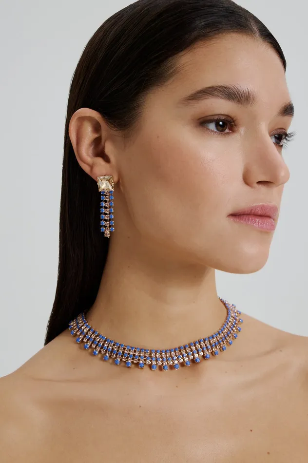 Jewelry Scanlan Theodore Women OPAL STRASS FRINGE EARRINGS CORNFLOWER