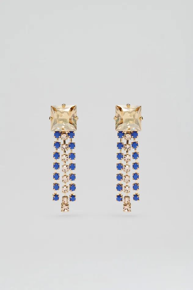 Jewelry Scanlan Theodore Women OPAL STRASS FRINGE EARRINGS CORNFLOWER
