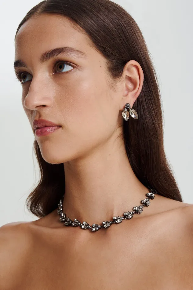 Jewelry Women CRYSTAL LEAF CHOKER BLACKDIAMOND Scanlan Theodore