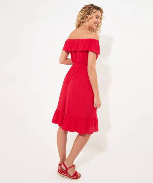Joebrowns Dresses Apparel Beautiful Bardot Plain Jersey Dress Red