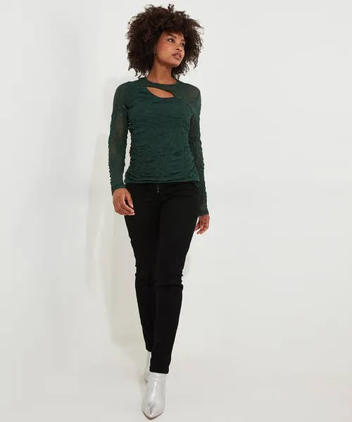 Joebrowns Fabulous Cut Out Detail Top Forest Green Apparel Tops Tunics and Blouses