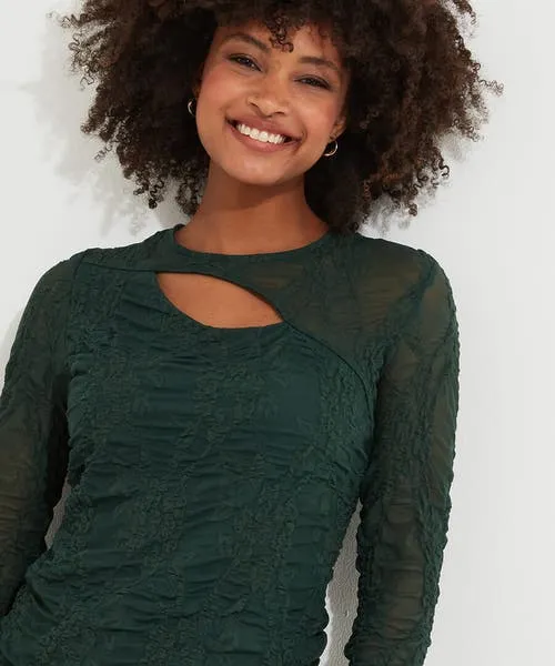 Joebrowns Fabulous Cut Out Detail Top Forest Green Apparel Tops Tunics and Blouses