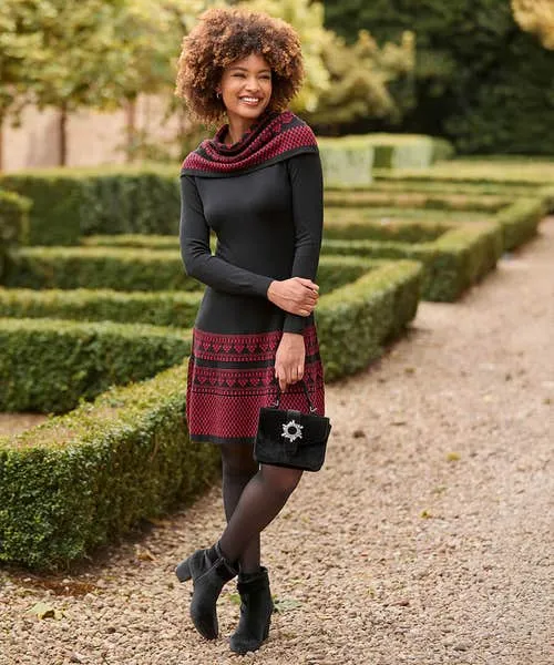 Joebrowns Glamorous Glitter Knit Dress With Snood Black Apparel Knitwear and Cardigans Joebrowns Glamorous Glitter Knit Dress With Snood Black Apparel Knitwear and Cardigans