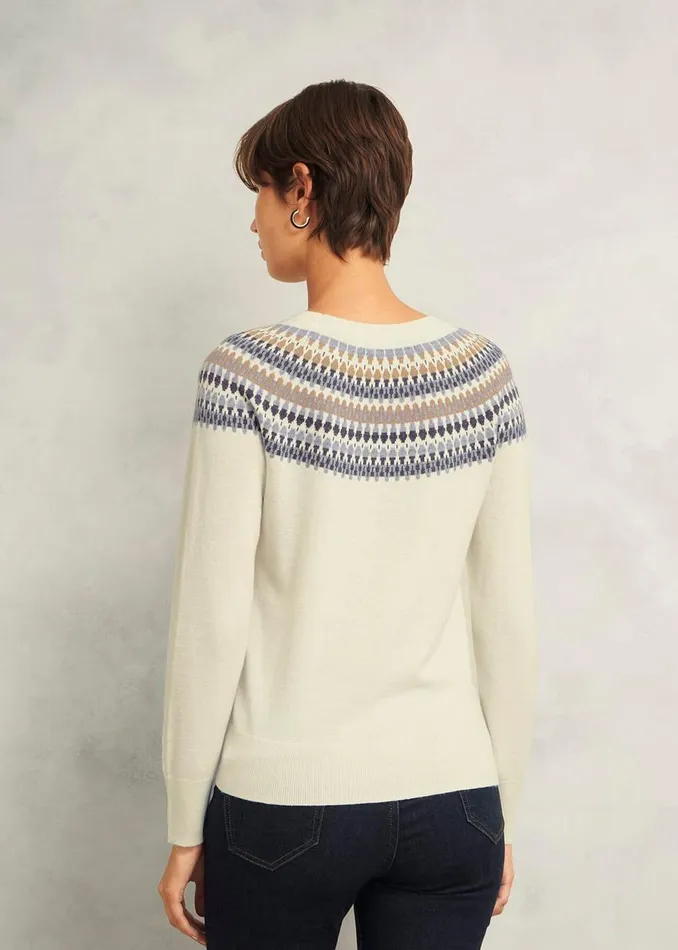 Jumpers and Cardigans Women HOBBS Greta Fairisle Jumper With Cashmere Ivory Multi