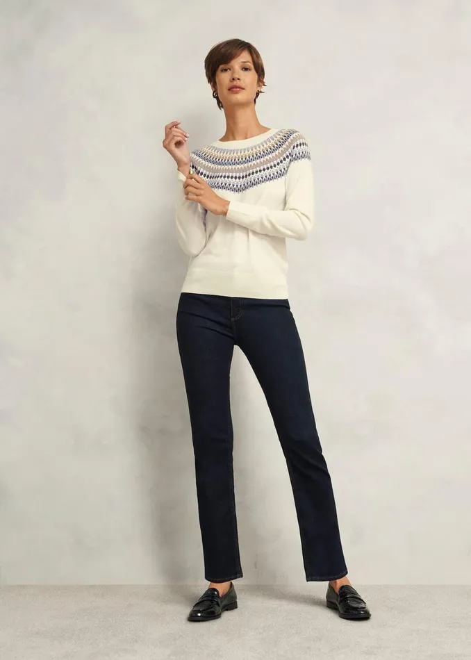 Jumpers and Cardigans Women HOBBS Greta Fairisle Jumper With Cashmere Ivory Multi