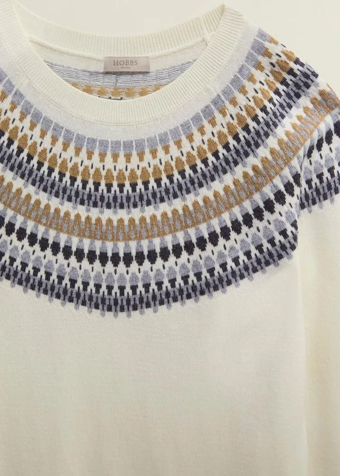 Jumpers and Cardigans Women HOBBS Greta Fairisle Jumper With Cashmere Ivory Multi