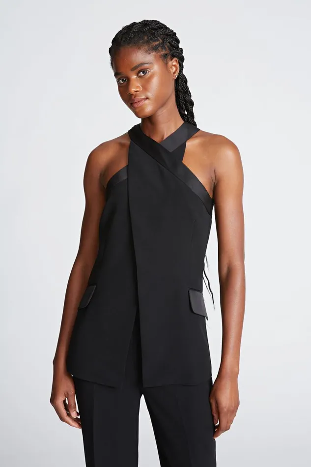 Jumpsuits Women Halston Drew Jumpsuit In CrepeSatin Black