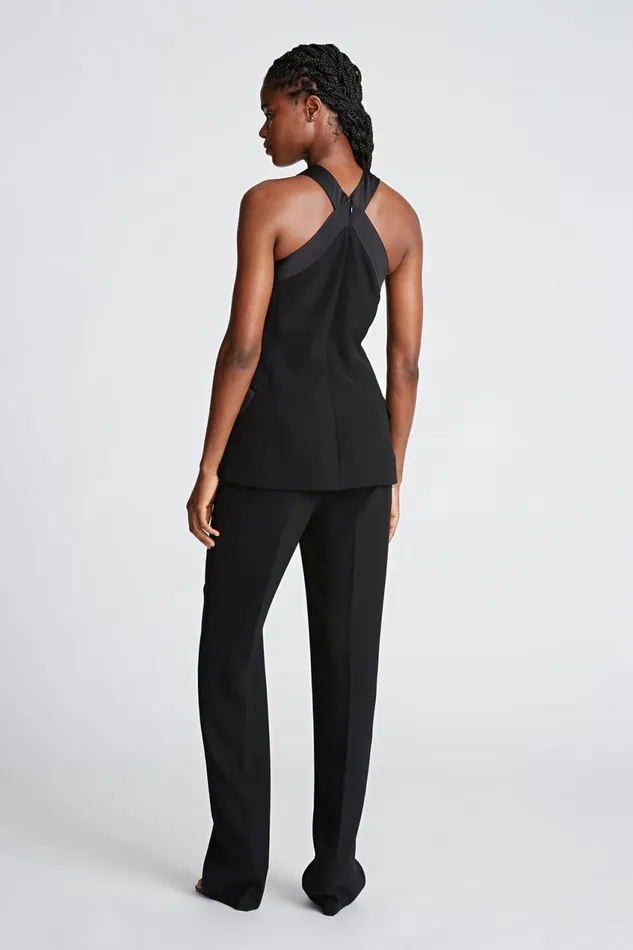 Jumpsuits Women Halston Drew Jumpsuit In CrepeSatin Black Jumpsuits Women Halston Drew Jumpsuit In CrepeSatin Black