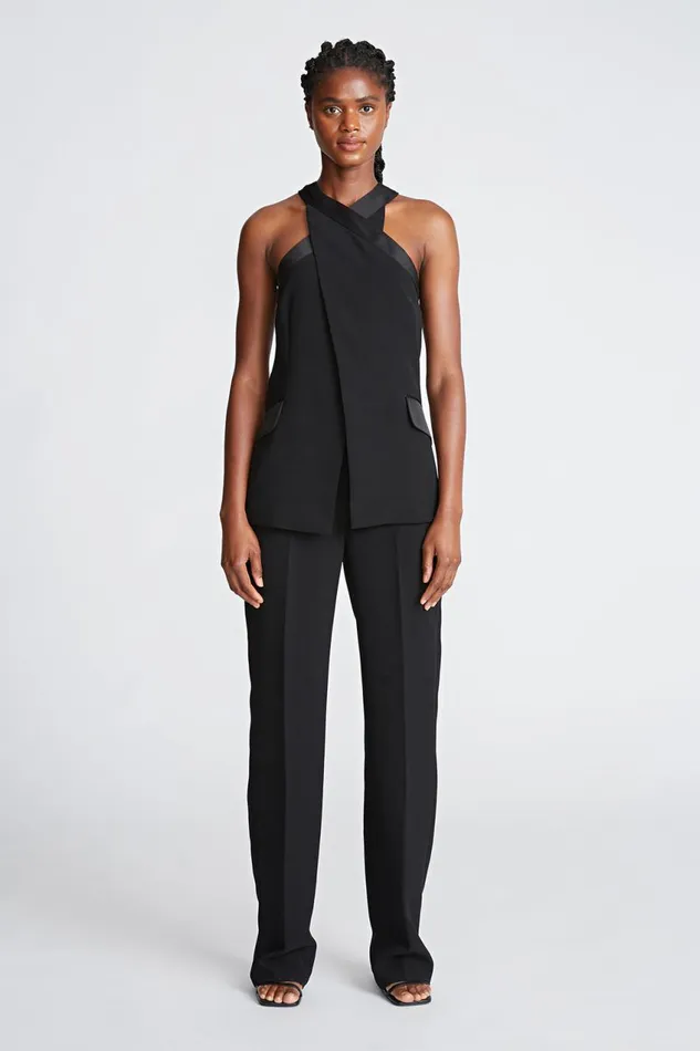 Jumpsuits Women Halston Drew Jumpsuit In CrepeSatin Black Jumpsuits Women Halston Drew Jumpsuit In CrepeSatin Black