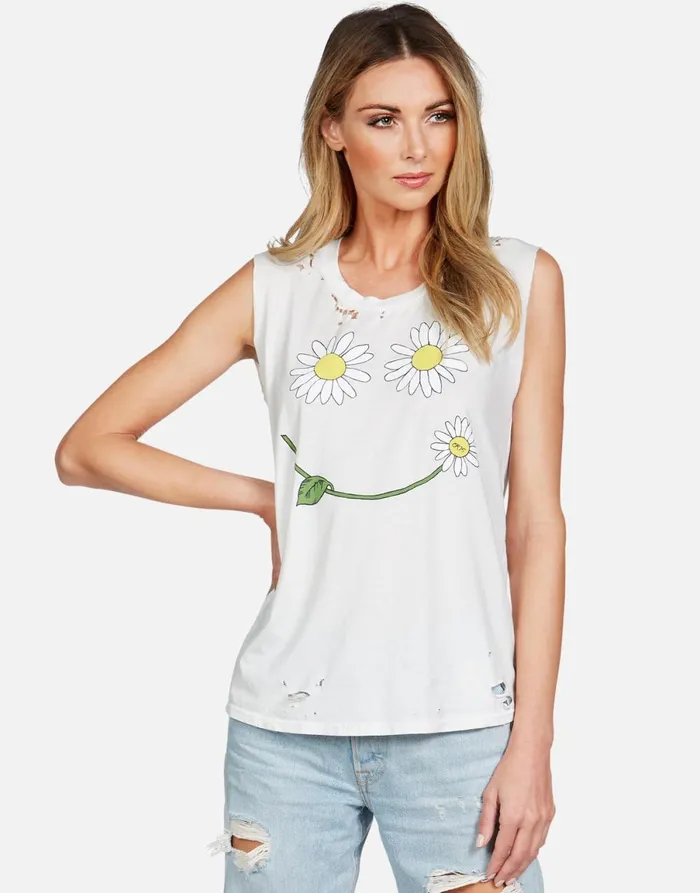 Kel Daisy Happyface Milk Women039s Lauren Moshi Tanks
