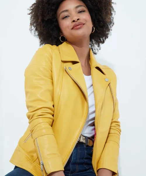 Kiara Leather Jacket Yellow Apparel Coats and Jackets Joebrowns Kiara Leather Jacket Yellow Apparel Coats and Jackets Joebrowns