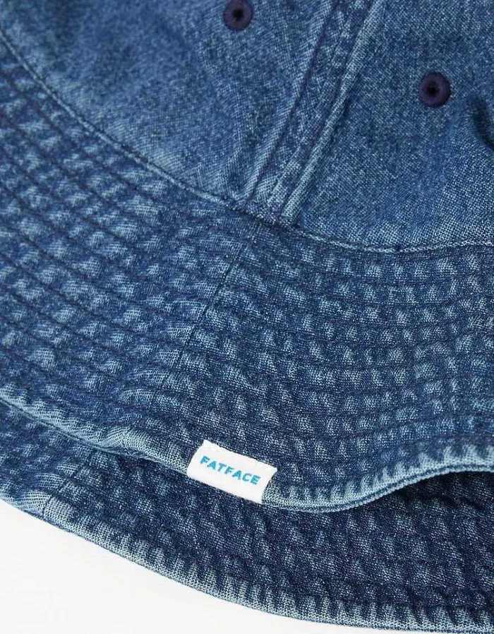 Kids FatFace Accessories Chambray Bucket Hat Denim Blue