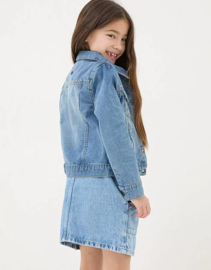 Kids FatFace Coats and Jackets Plain Denim Jacket Denim Blue