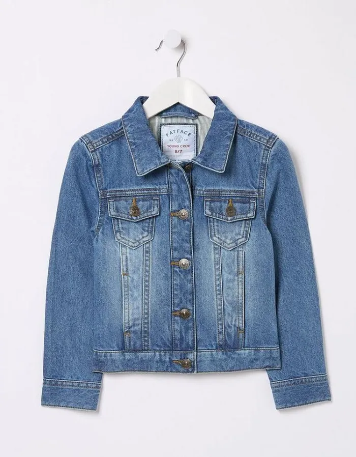 Kids FatFace Coats and Jackets Plain Denim Jacket Denim Blue