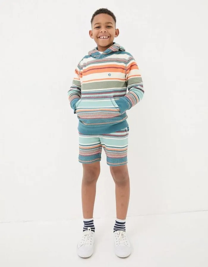 Kids FatFace Mini Me Outfits Trescowe Stripe Popover Hoodie Multi