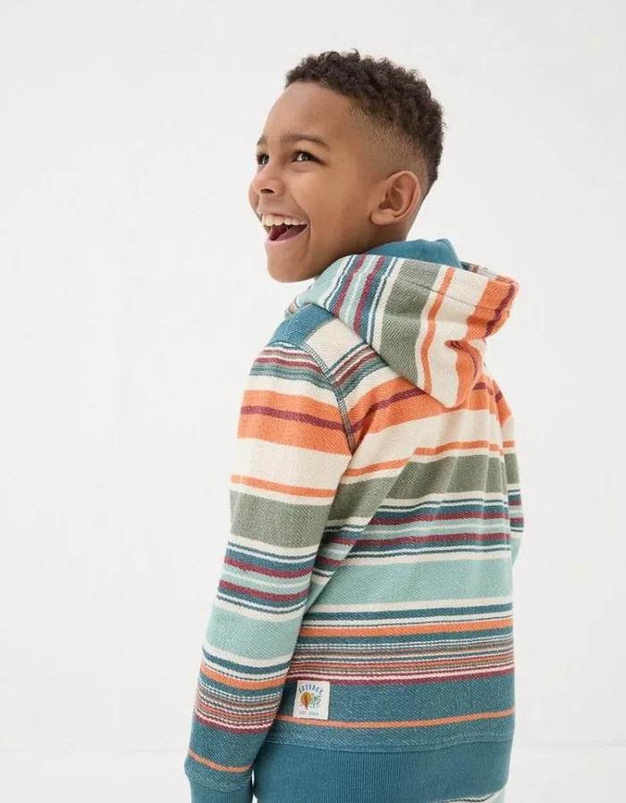 Kids FatFace Mini Me Outfits Trescowe Stripe Popover Hoodie Multi