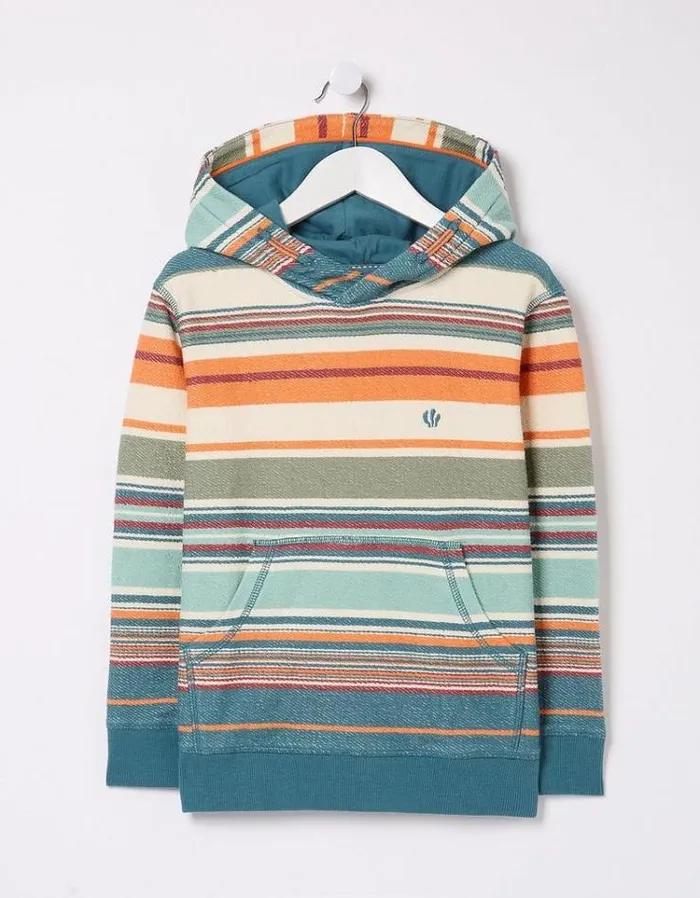 Kids FatFace Mini Me Outfits Trescowe Stripe Popover Hoodie Multi