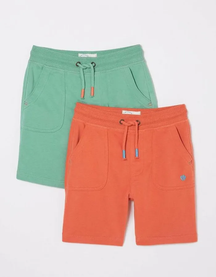 Kids FatFace Shorts Two Pack Sweat Shorts Mint Green