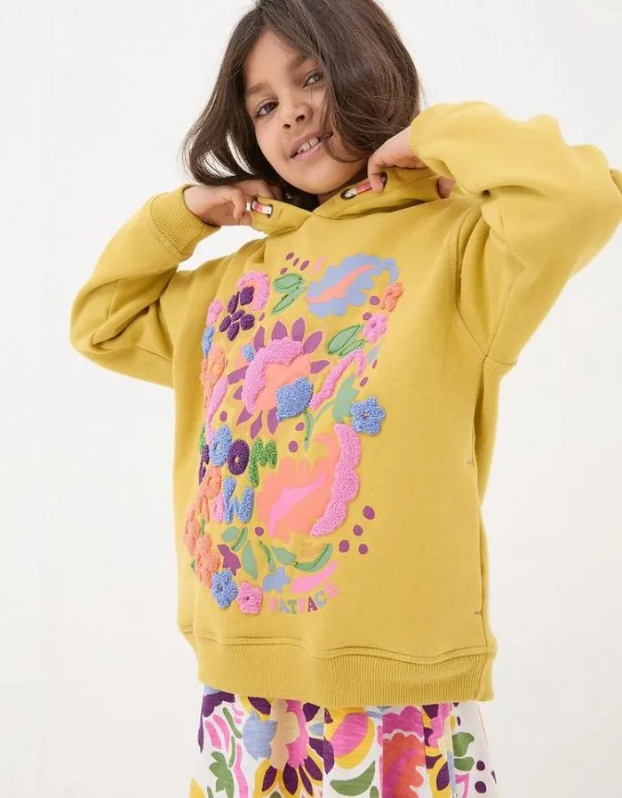 Kids FatFace Sweatshirts and Hoodies Art Club Popover Hoodie Washed Yellow