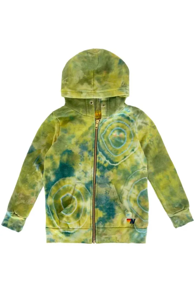 Kids Kids Collection Aviator Nation KID039S HAND DYED ZIP HOODIE 8211 TIE DYE GREEN YELLOW