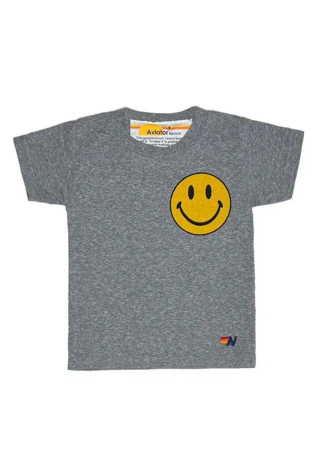 Kids Kids Collection Aviator Nation KID039S SMILEY 2 TEE 8211 HEATHER GREY