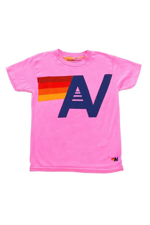 Kids Kids Tees Aviator Nation KID039S LOGO TEE 8211 NEON PINK