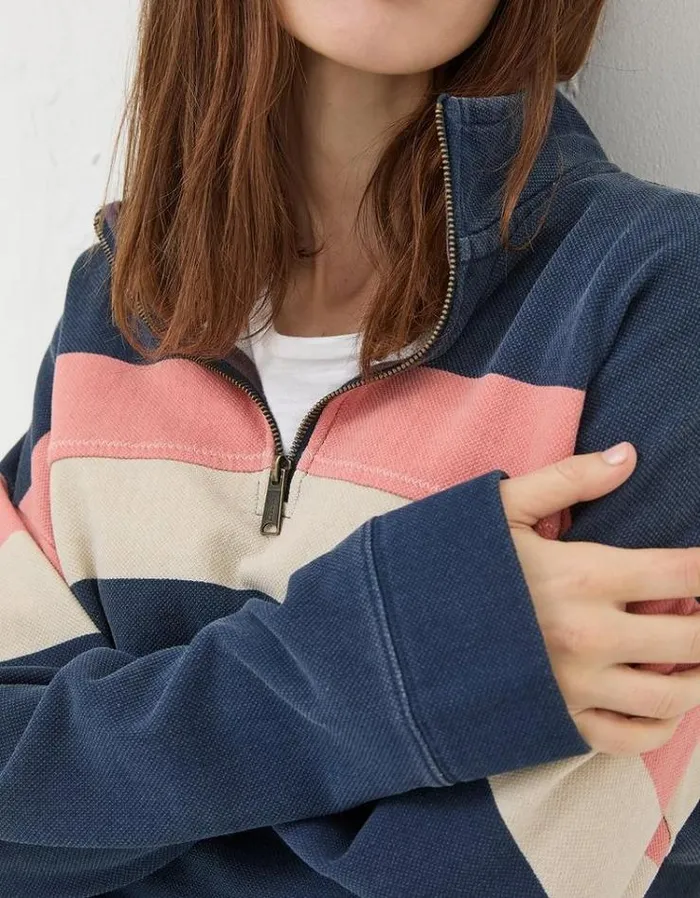 KidsWomenMen FatFace Mini Me Outfits Relaxed Airlie Color Block Sweatshirt Navy