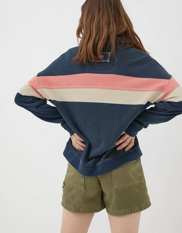 KidsWomenMen FatFace Mini Me Outfits Relaxed Airlie Color Block Sweatshirt Navy