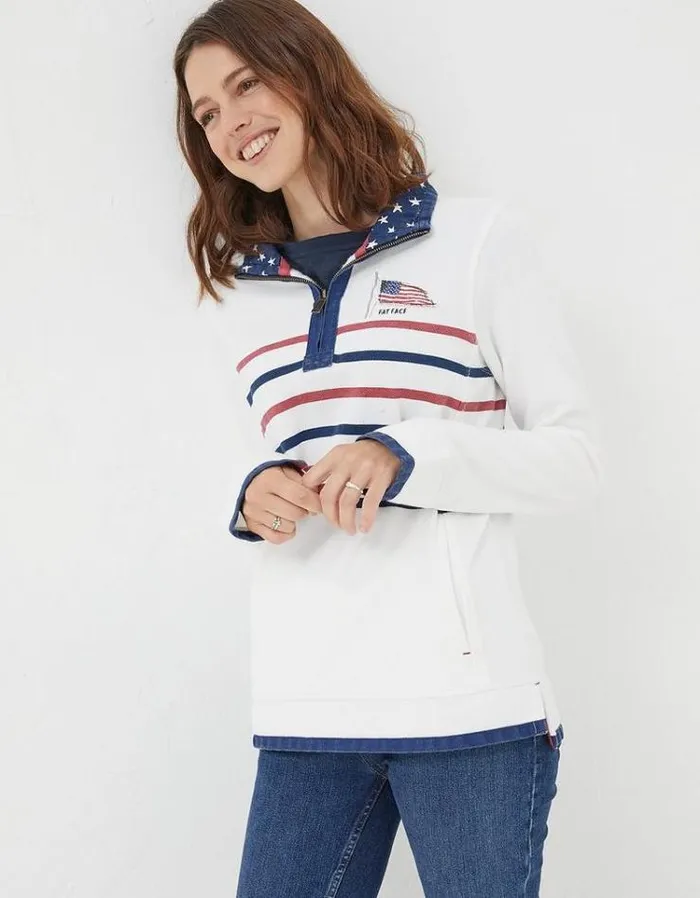 KidsWomenMen FatFace Mini Me Outfits USA Airlie Sweatshirt Ecru