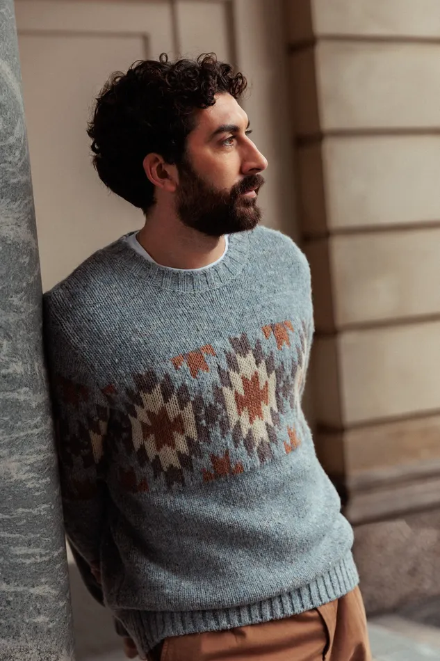 Knits Men MMGBarry Autumn Knit Ocean Blue Melange MOS MOSH